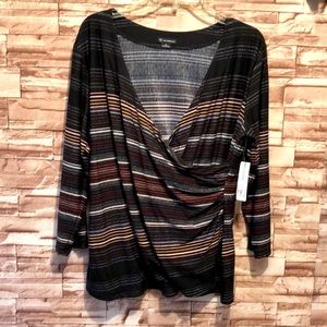 New direction, womens blouse, 3/4 sleeve, striped